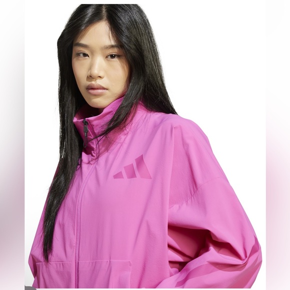 NWT Adidas  Pink Women's woven Full zip Track Jacket $110 Fuchsia Sz XL - Picture 6 of 9